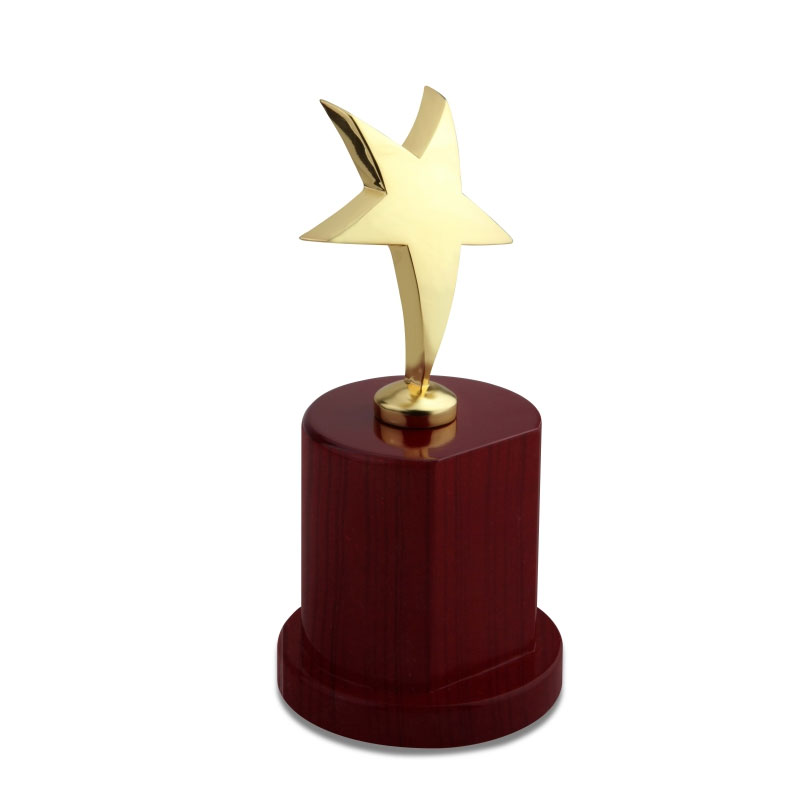Gold Star With Wooden Base