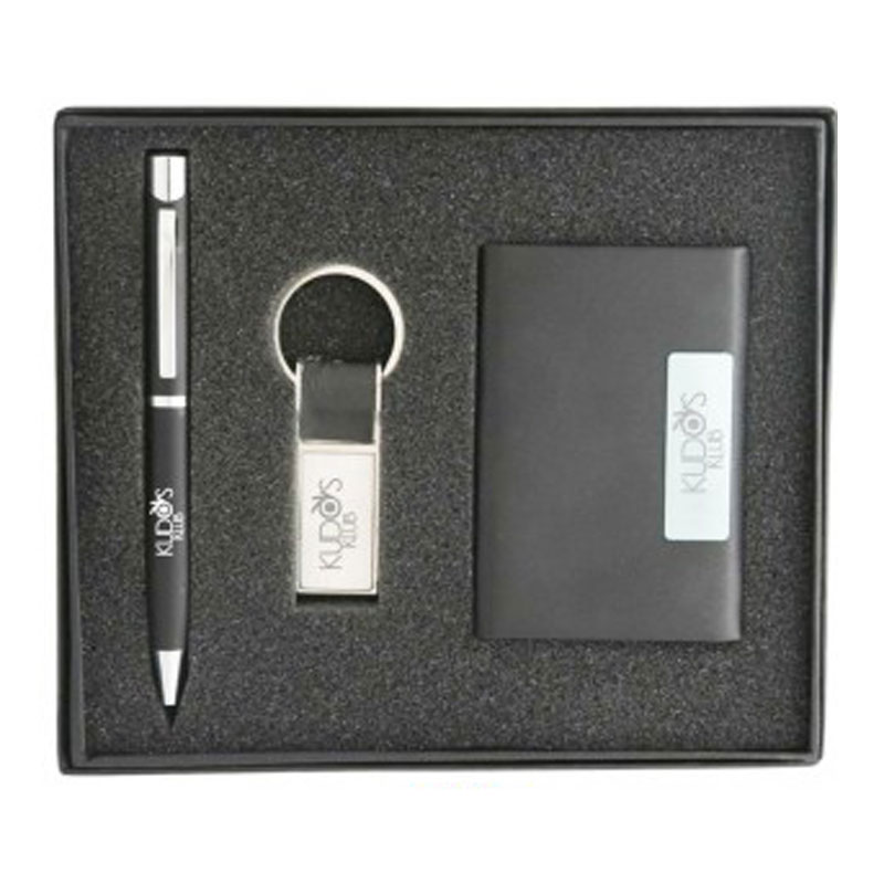 Metal pen with keychain and card holder Set