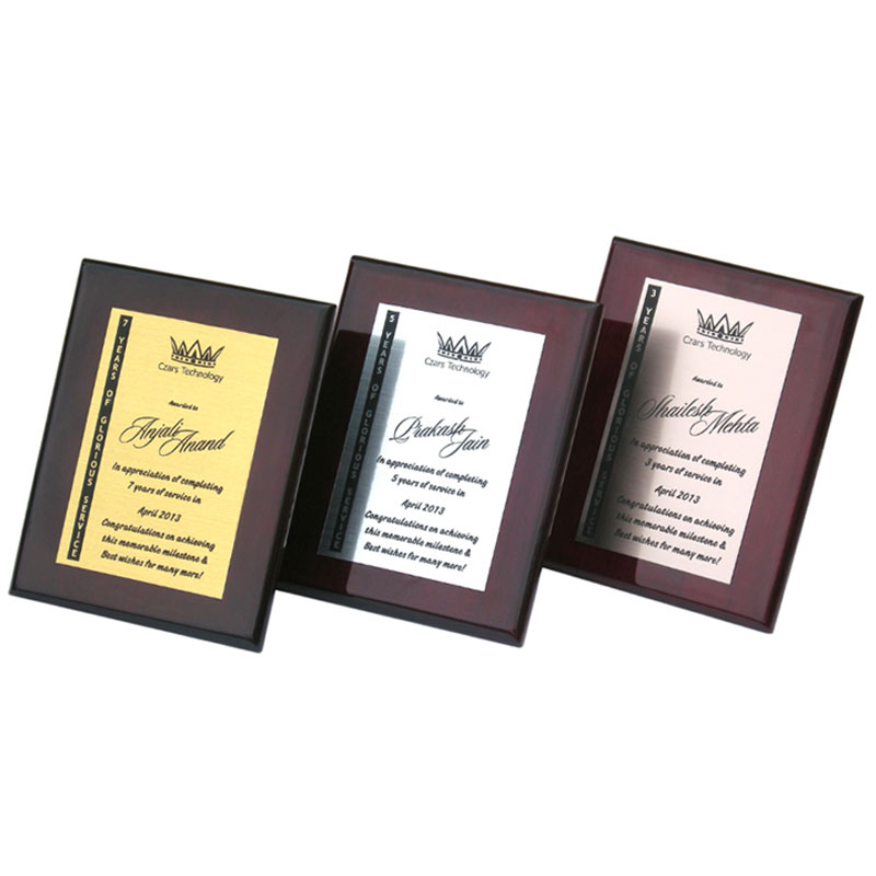 Personalized award plaque cherry finish