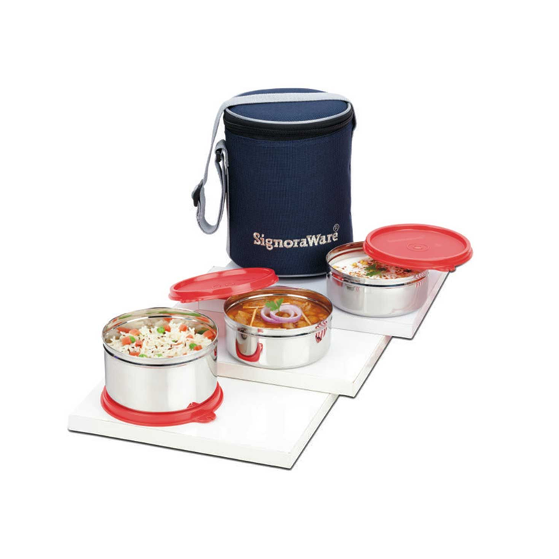 Signoraware Executive Stainless Steel Lunch Box Set- Set of 3