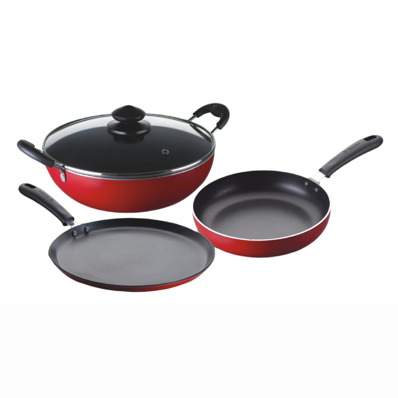 Bajaj Majesty Duo Glass Non-Stick Cookware Set- 3 Pieces