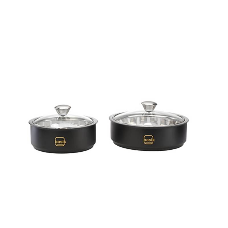 Basik Malati Stainless Steel Casserole-Set of 2