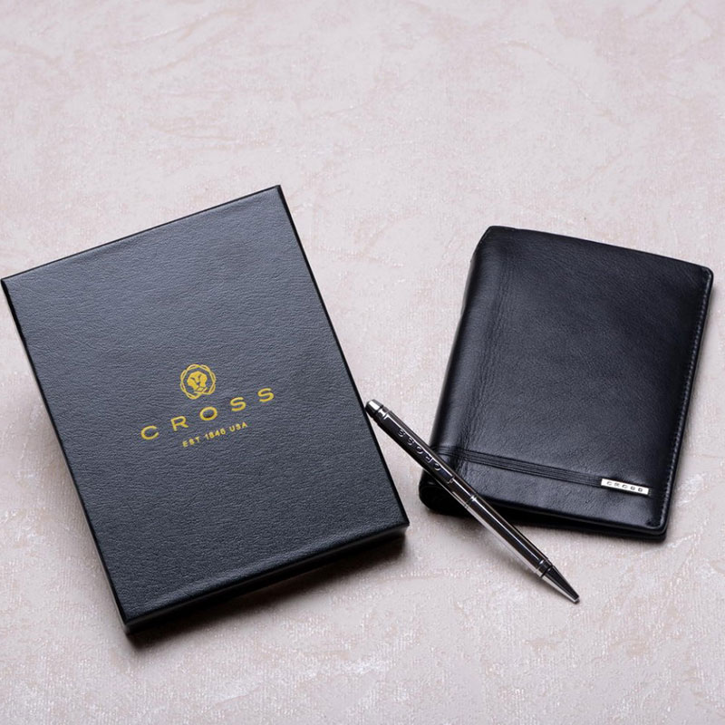 Passport Wallet With Cross Agenda Pen