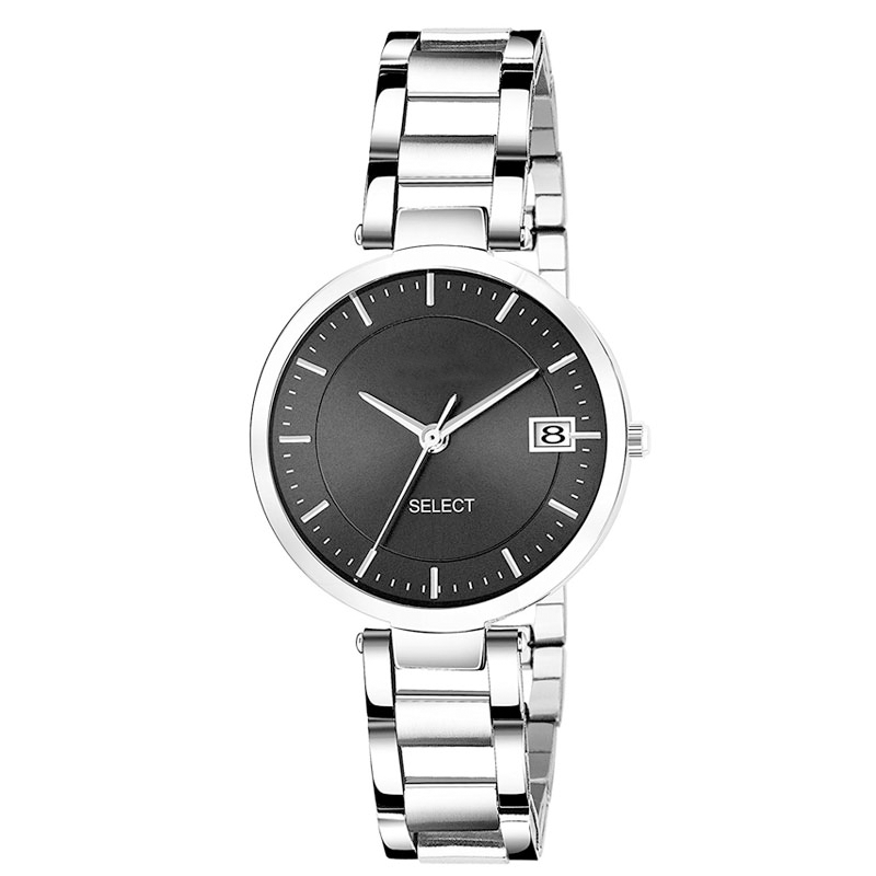 Black Metallic Day & Date Women Watch