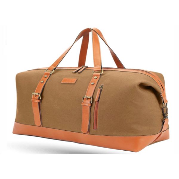 Canvas Designer Sling Duffle Bag with PU Leather