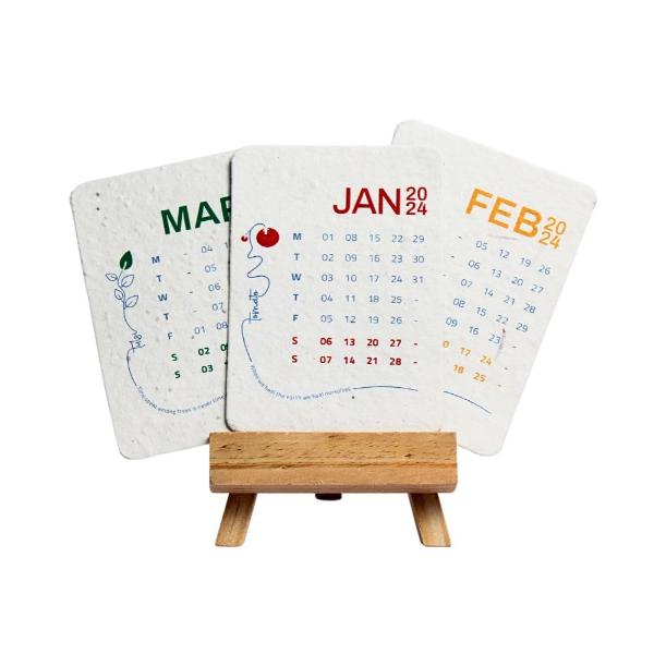 Plantable Calendar with Wooden easel stand 