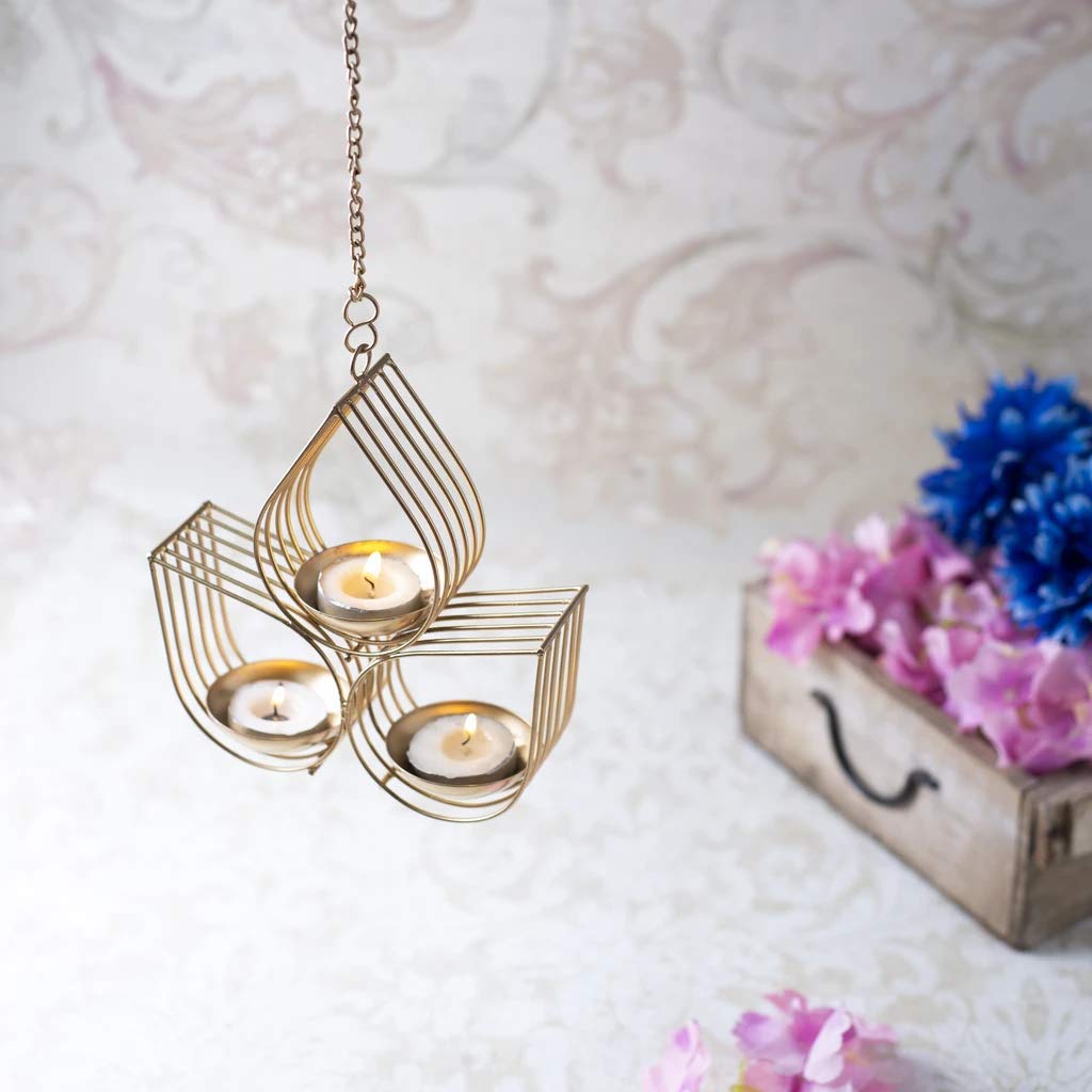 Diwali Hanging Gold Tealight Candle Holder