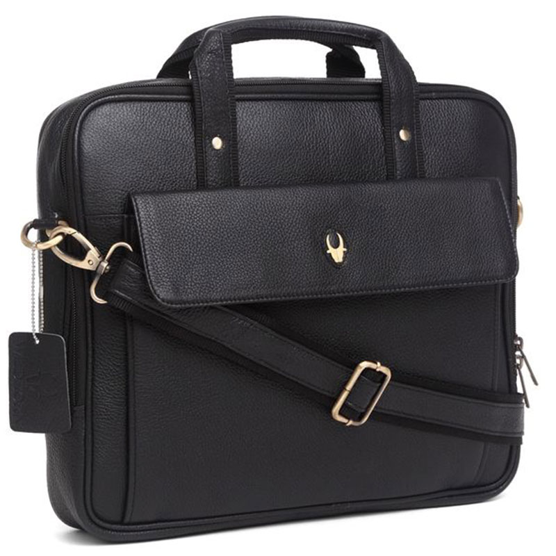 WildHorn Leather Black Messenger Bag - Corporate Gifting | BrandSTIK
