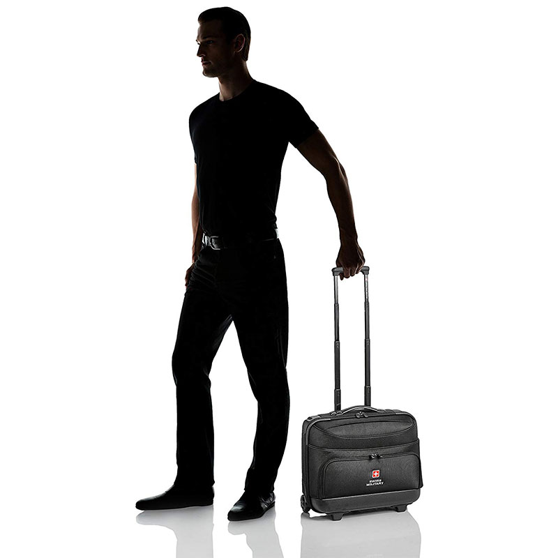 swiss military 45 ltrs black laptop trolley bag