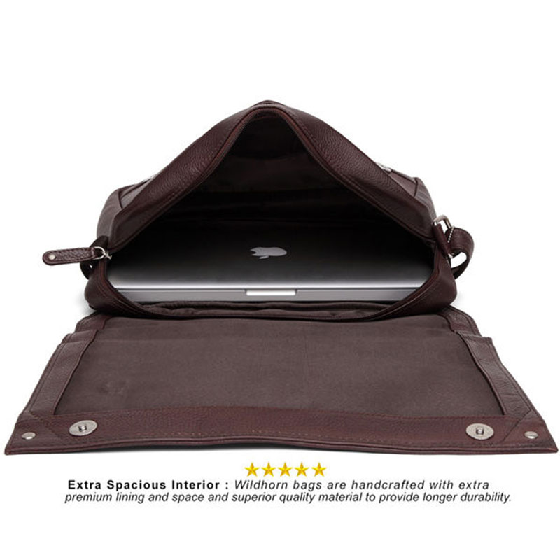 WildHorn Leather Brown Laptop Messenger Bag - Corporate Gifting | BrandSTIK