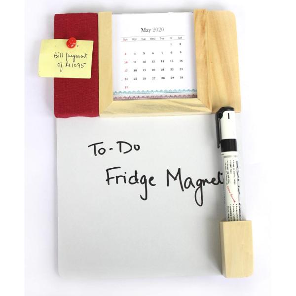 Wooden Calendar with Pinboard Whiteboard and Fridge Magnet
