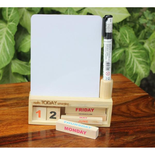 Wooden Desk Calendar with White board