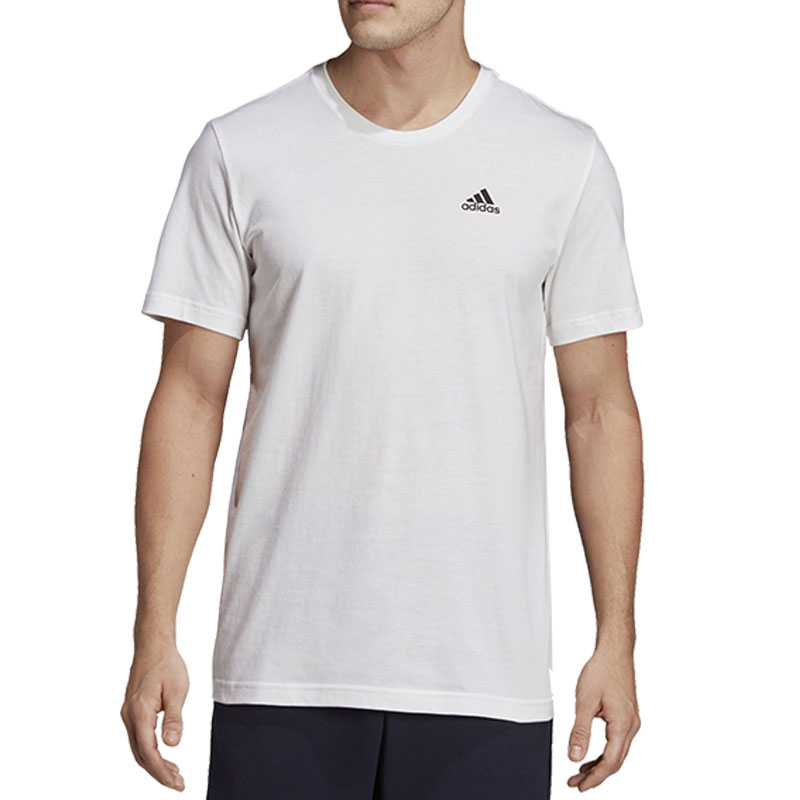 Adidas Solid Men Round Neck White T-Shirt
