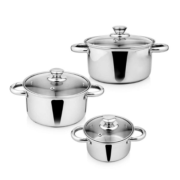 Brodees Induction Friendly Stainless Steel Casserole Set of 3