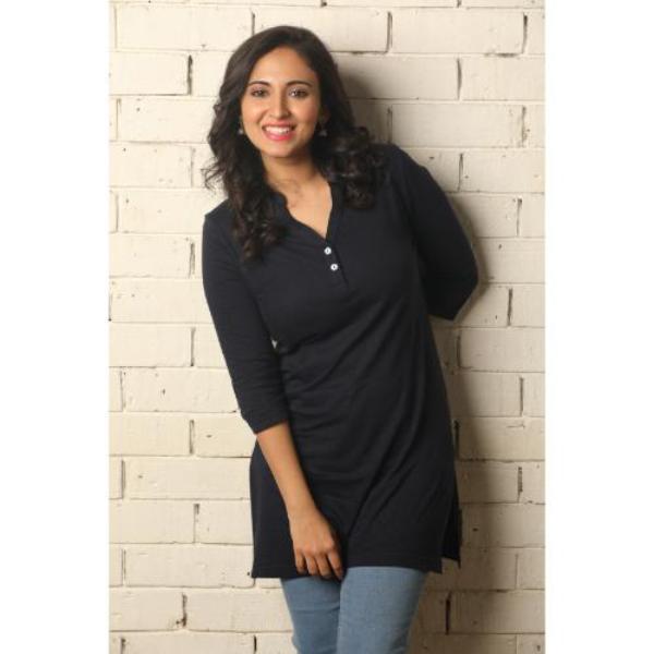 Smaller Footprint Bamboo Blend Kurti for Womens in Black  