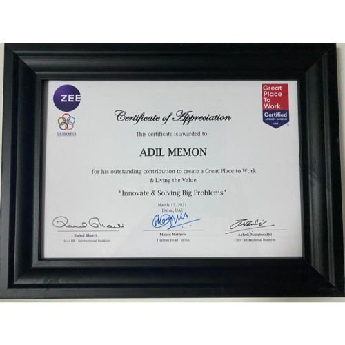 Black Wooden Frame Certificate