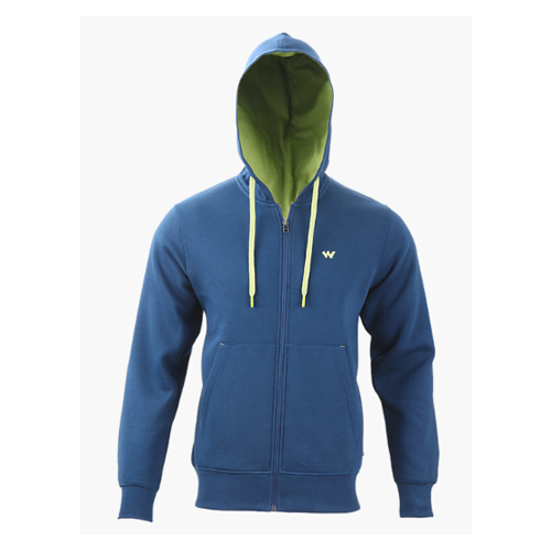 Blue Men Zippered Hoodie 