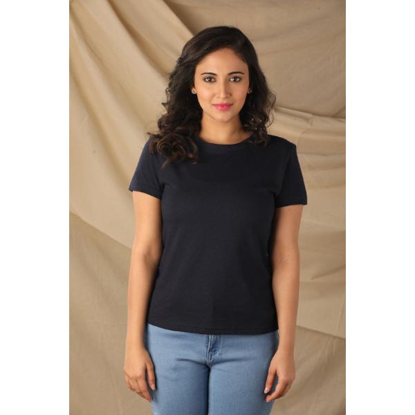 SMALLER FOOTPRINT CLASSIC BAMBOO BLEND T-SHIRT FOR WOMENS IN BLUE