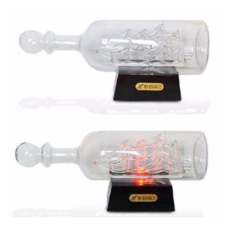 Crystal Ship In Bottle with LED