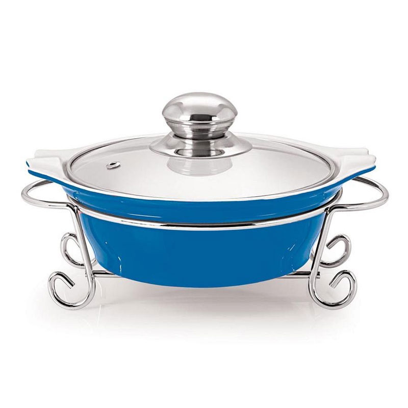 Cucina Round Casserole With Metal Stand
