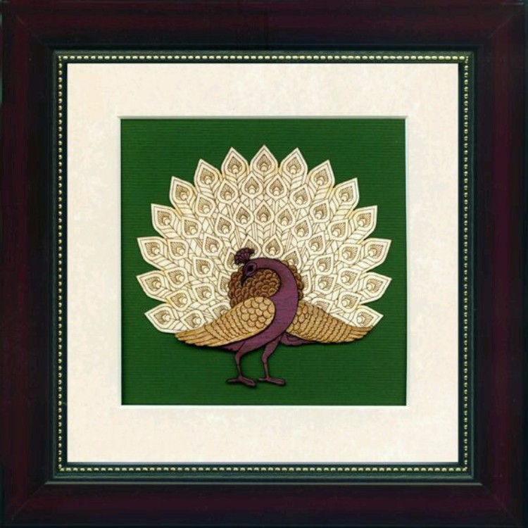 Dancing  Peacock Wooden Frame