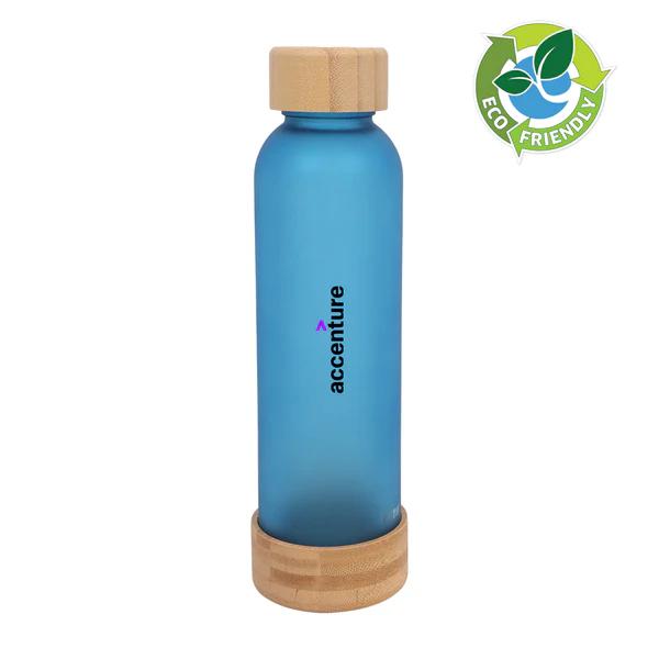 Eco-Frost Glass Bottle with Bamboo Cap and Bamboo Base