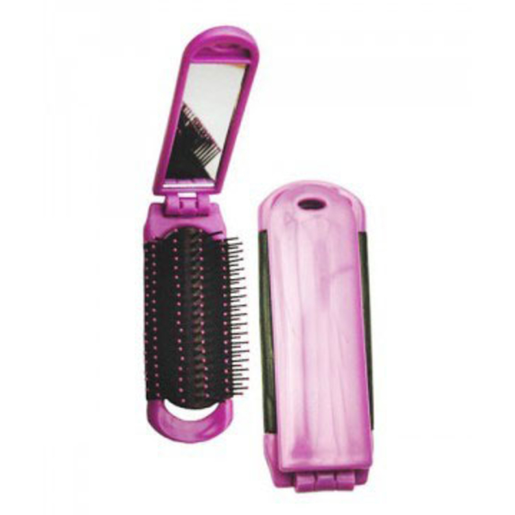 Folding Hair Brush with Mirror