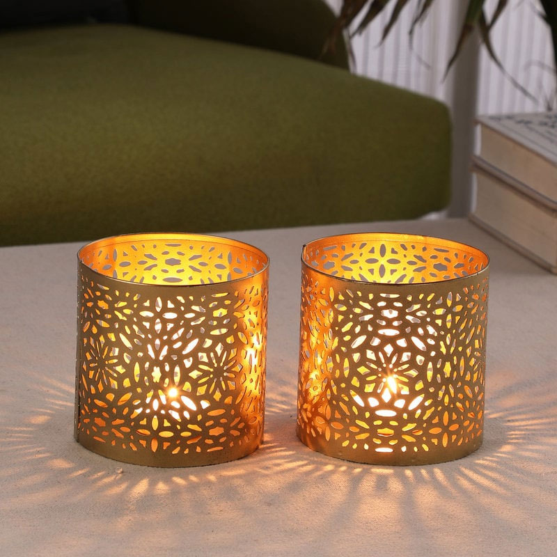 Gold Metal Table Tea Light Holder