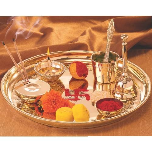 HDTRPTBR710 BRASS PUJA THALI-PUJA SAMAGRI BELL FREE