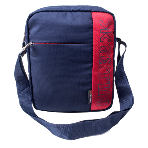 Polyester Navy Blue and Red Messenger Bag For Unisex