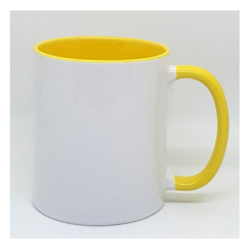 White Ceramic Mug with Colored Inside and Handle