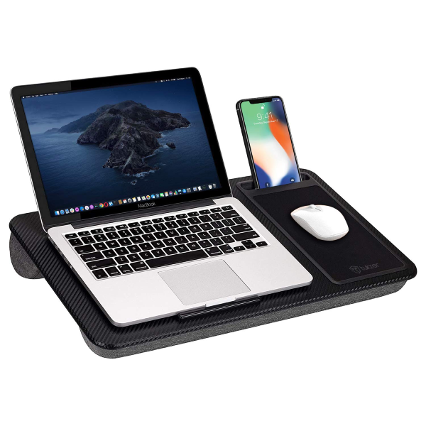 Tukzer Lap Desk Fits up to 17Inch Laptop Angled Pillow Cushion with Built-in Mouse Pad and  Phone Holder