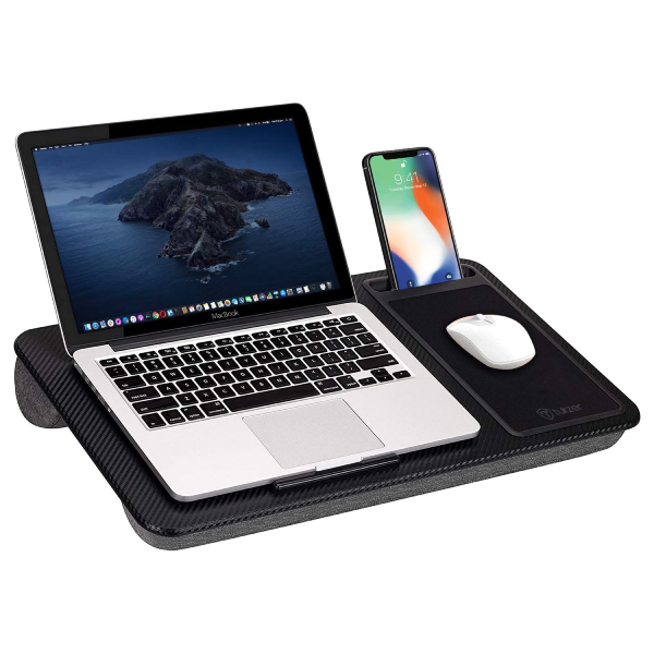 PORTABLE LAP DESK LAPTOP TRAY WITH PILLOW CUSHION MOUSE PAD PHONE TABLET  SLOT