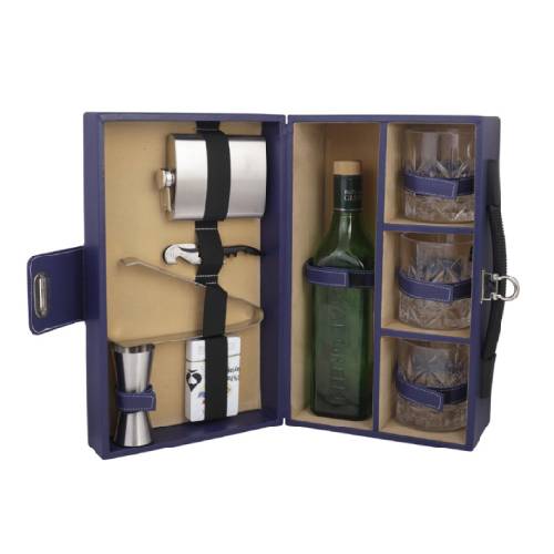 Portable Faux Leather Bar Set