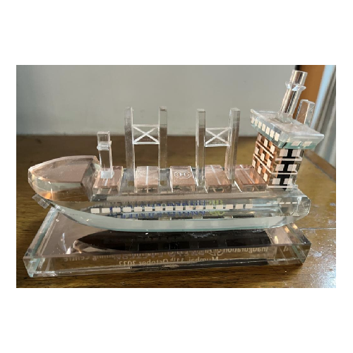 Customized Crystal Shape Ship Trophy - 2