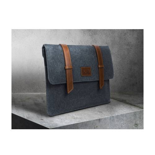 Oslo Laptop Sleeve- Slate Gray and Tan Leather