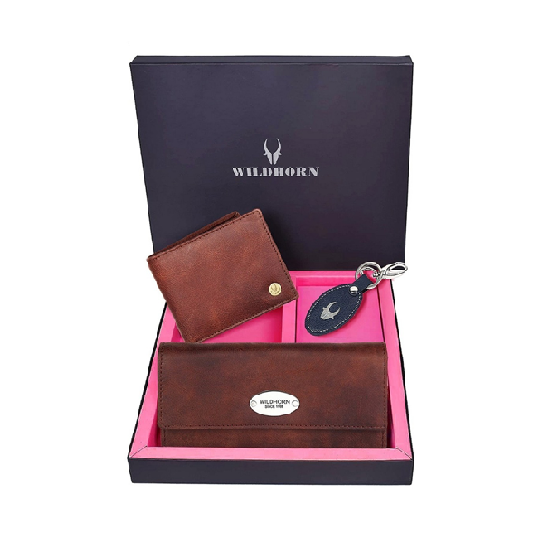Wildhorn Men and Women branded wallet combo- Genuine leather