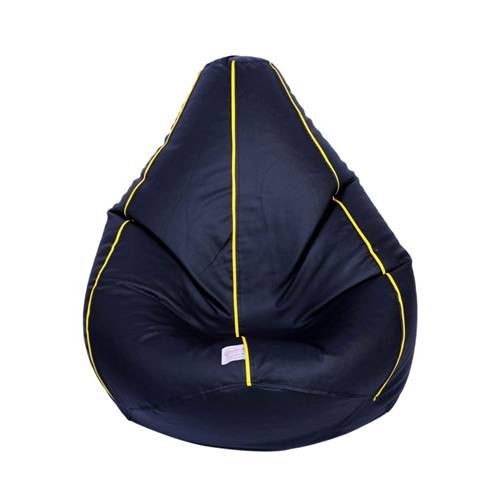 ORKA Classic XXXL Bean Bag Cover(Black with Yellow Piping)