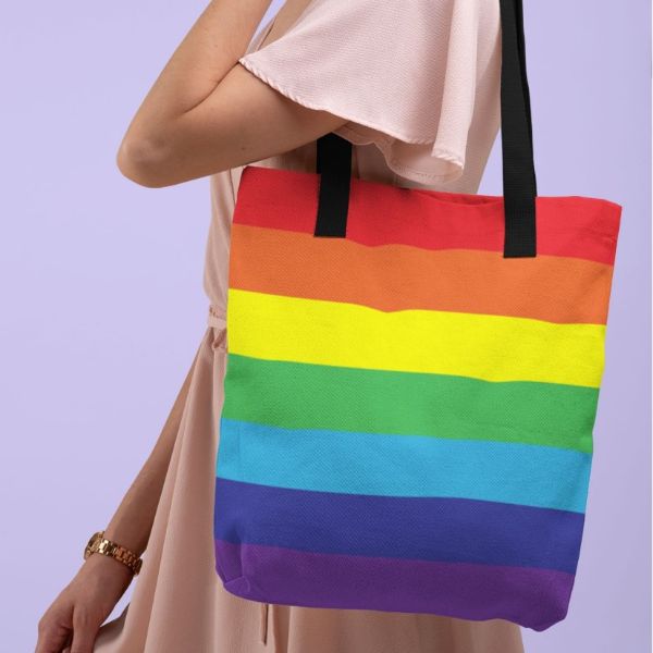 Rainbow Poly-Canvas Tote Bag