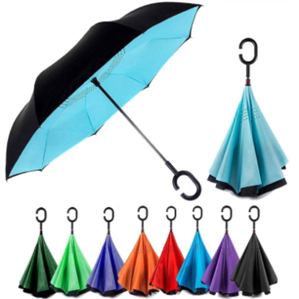 Reverse Umbrella Upside Down Umbrella with C-Shaped Handle