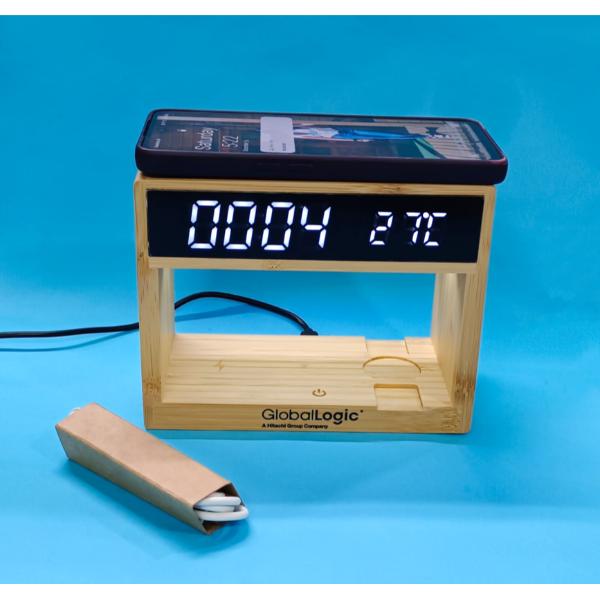 Wireless charger station with clock and Lamp