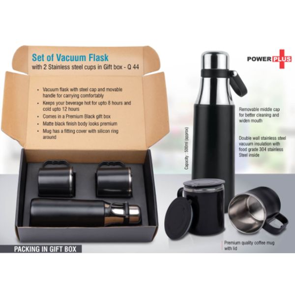 Set of Vacuum Flask with 2 Stainless steel cups in Gift box 