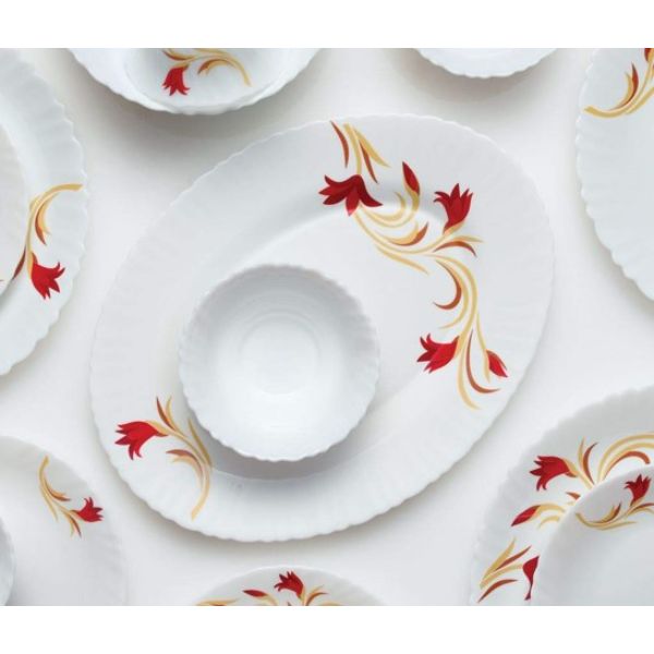  BOROSIL Red Lily Opalware Dinner Set