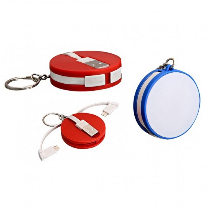 Round Keychain With Multi Connector Data Cable