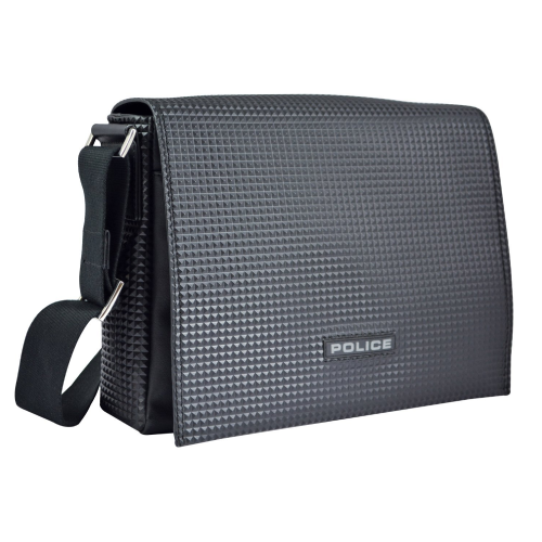 Police Pyramid Mens Messenger Bag - Black