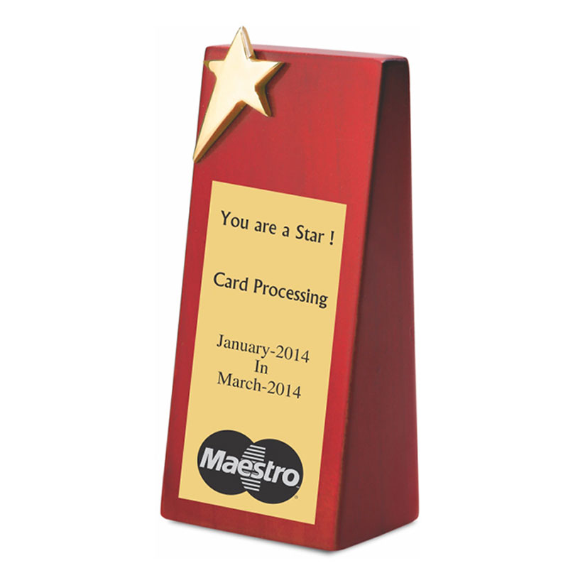 Star Plaque trophy with Wooden Base