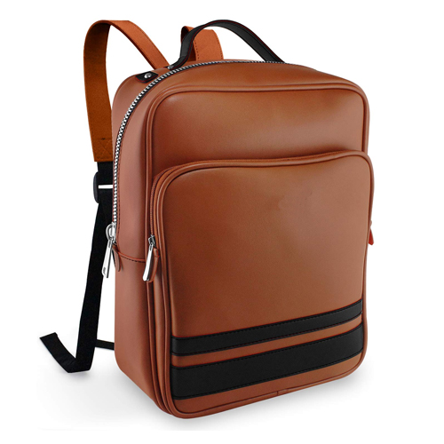 Tan Brown Vegan Laptop Backpack