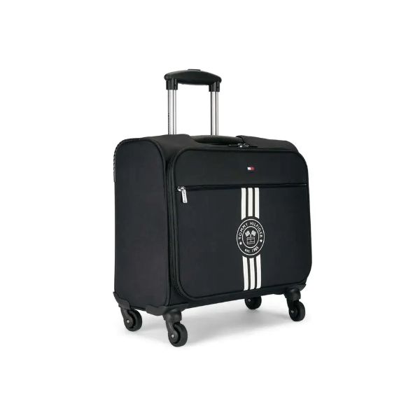 Tommy Hilfiger Unisex Black Solid Soft-Sided Cabin Trolley Suitcase