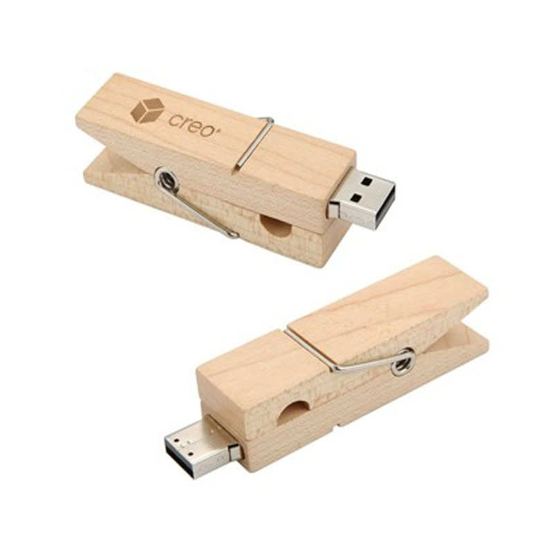 Wooden Clip On Pen Drive