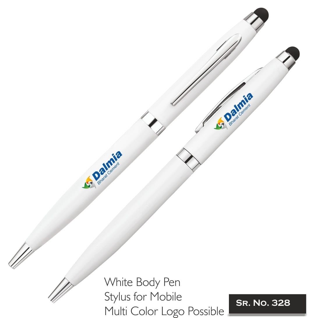White Metal Pen with Stylus